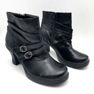Vintage 90s Y2K Bongo 'HIPSTER' Black Faux Leather Block Heel Ankle Booties US9